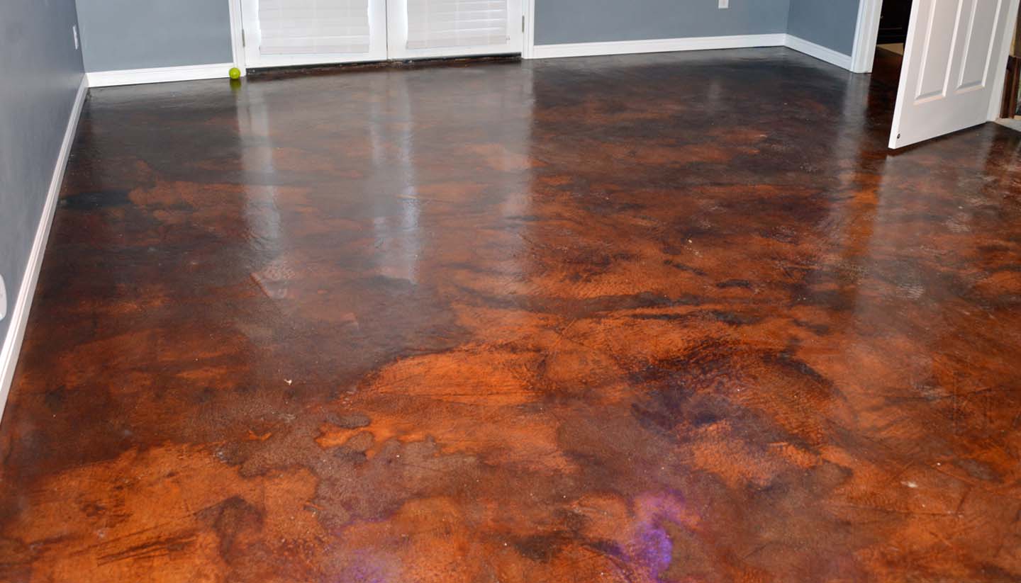 Basement Acid-Stained Floor