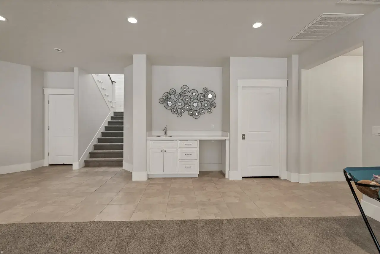 Basement Finish with a small wet bar